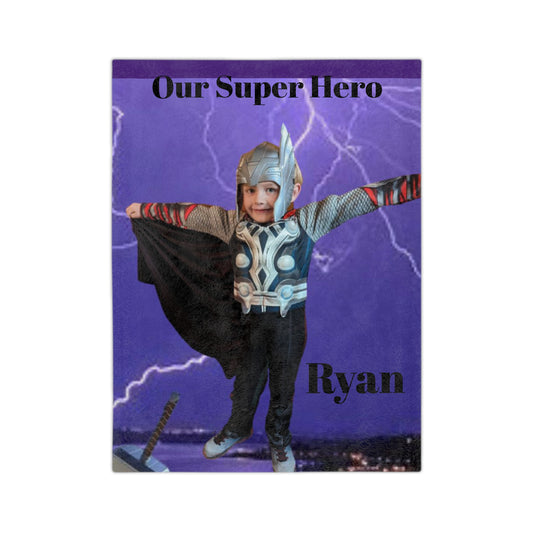 Personalized Our Super Hero Velveteen Microfiber Blanket