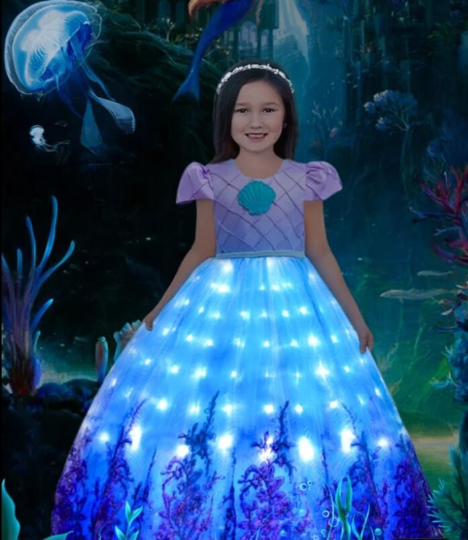 LED Mermaid Costume Gown Disney inspired Princess Gown Girl Costume