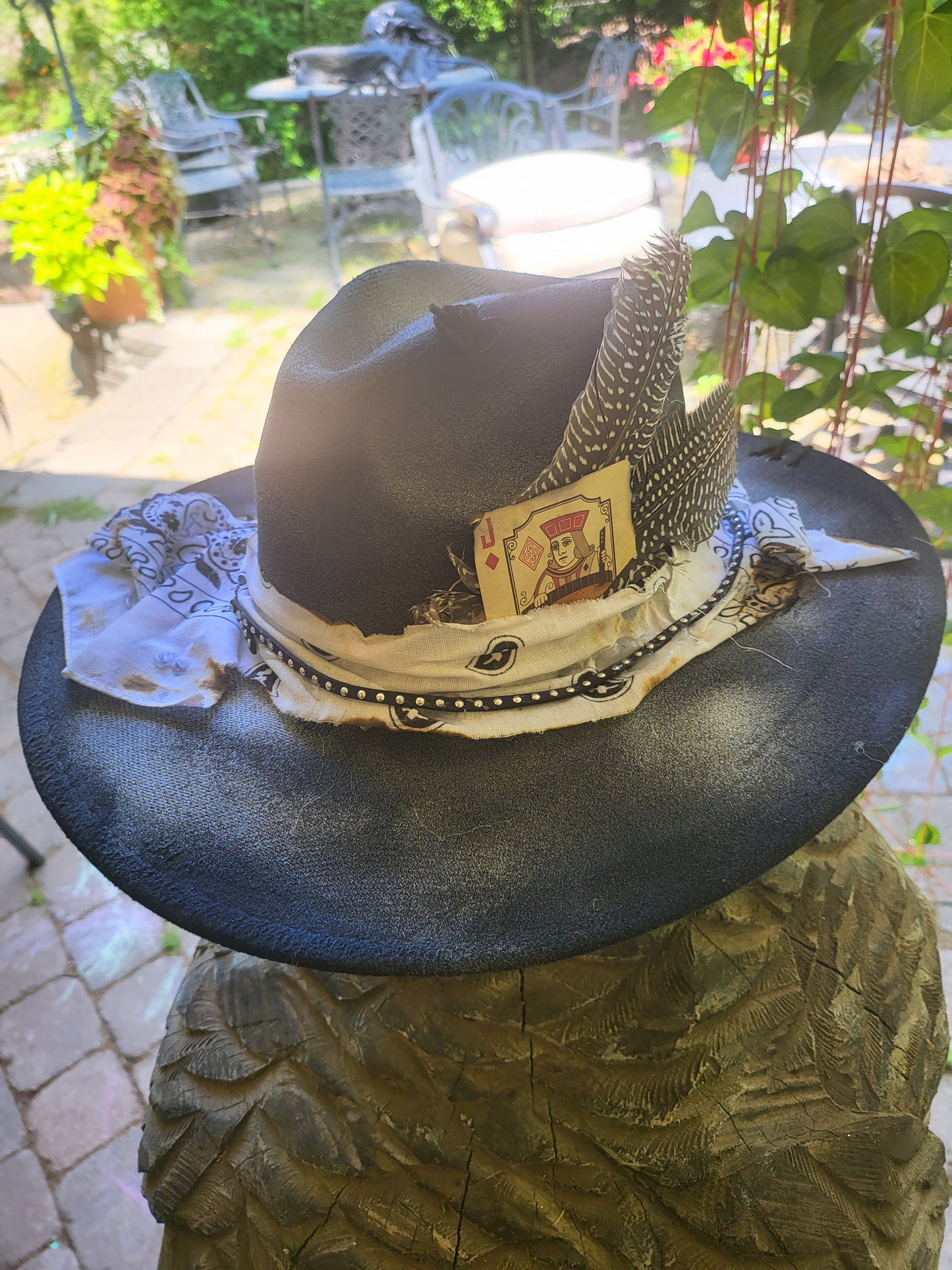 Distressed Cowboy Hat With Bandana, Cowgirl Hat, Yellowstone Hat