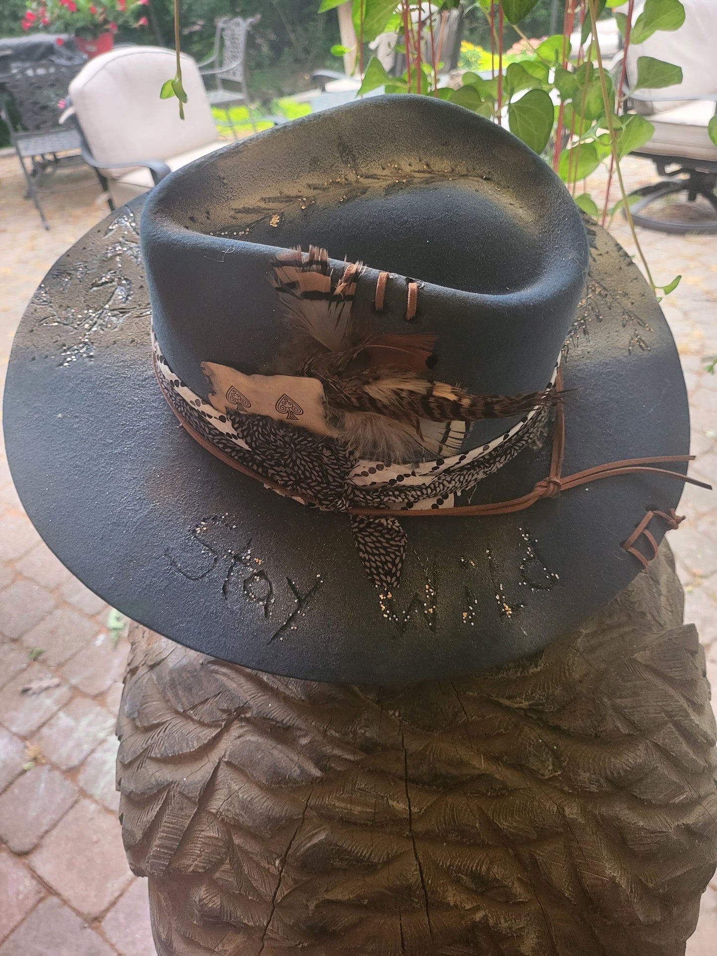Blue Gold Cowboy Hat with a little Bling yellowstone style cowgirl hat