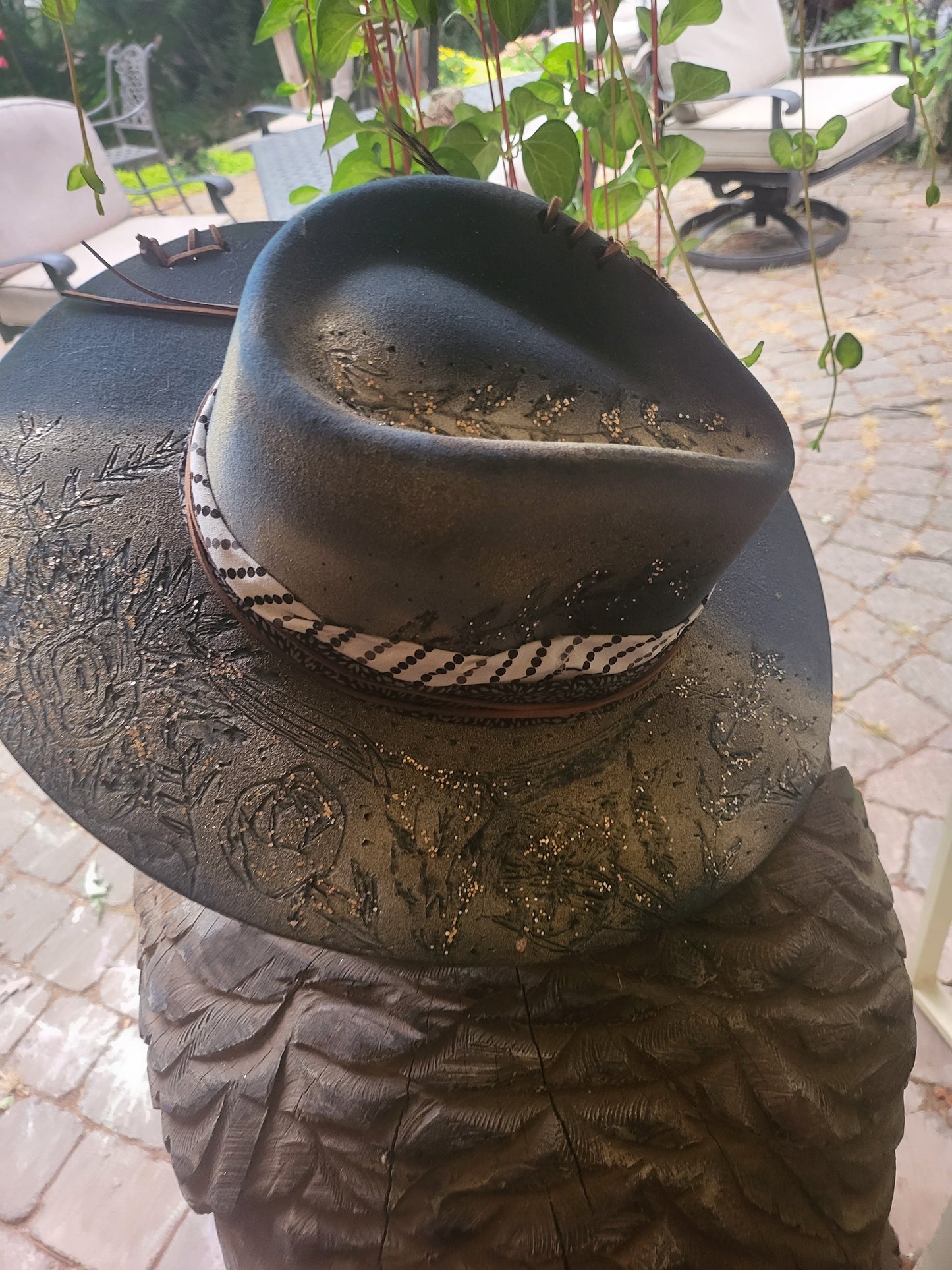 Blue Gold Cowboy Hat with a little Bling yellowstone style cowgirl hat
