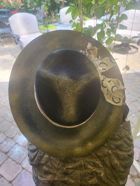 3D Long Horn Cowboy Hat, Raised Long Horn and Black and Gold Cowgirl Hat