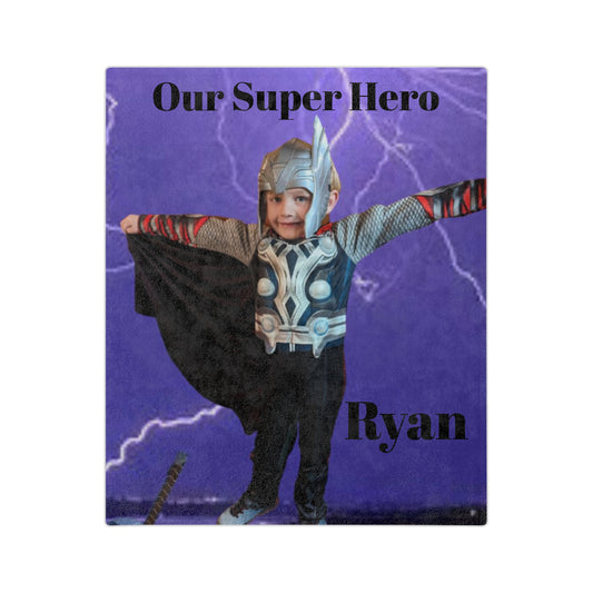 Personalized Our Super Hero Velveteen Microfiber Blanket