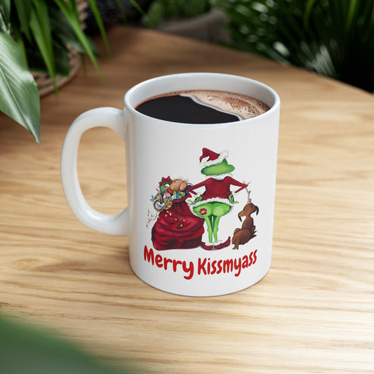 Grinch Merry kiss My Ass Ceramic Mug 11oz Funny Christmas mug
