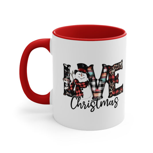 Love Snowman Christmas Mug, Christmas Gift, funny Accent Coffee Mug, 11oz