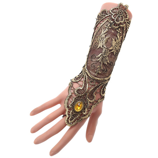 1pc Gothic Steampunk Lace Cuff Fingerless Glove Arm Warmer Bracelet Black  Halloween Accessories