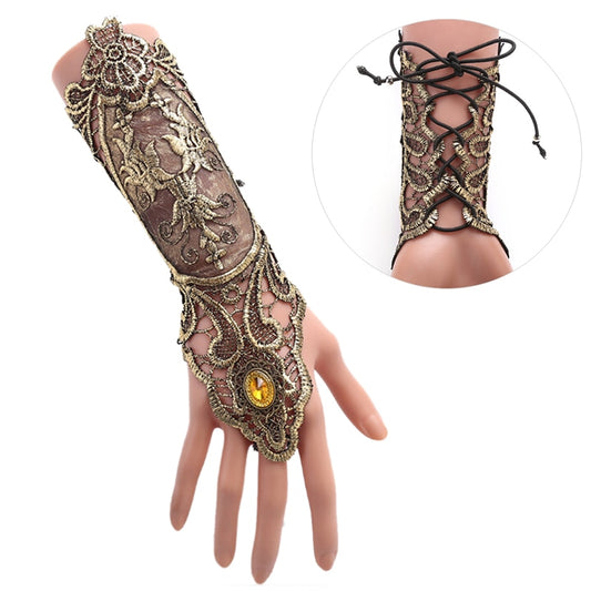 1pc Gothic Steampunk Lace Cuff Fingerless Glove Arm Warmer Bracelet Black  Halloween Accessories