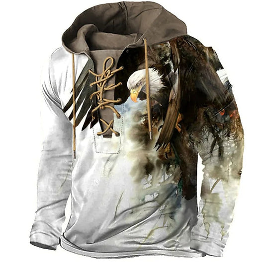 American Eagle Hoodie with Lace up front 3D printing,USA,Flag, American Shirt,Animal shirt