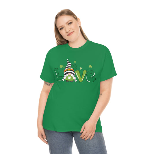 Love Gnome St. Patrick day Shirt , Unisex Heavy Cotton Tee