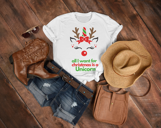 All I want for Christmas is a Unicorn, Unicorn Tshirt, Funny Christmas SHirt, Christmas Gift - Tumble Hills