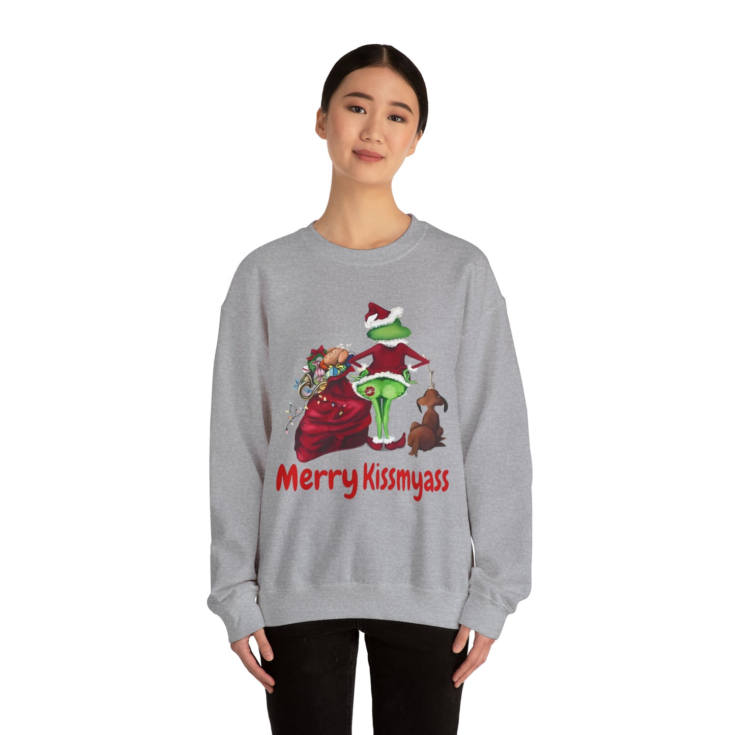 Grinch Merry Kiss My Ass Crewneck SweatshirtChristmas funny Grinch sweatshirt