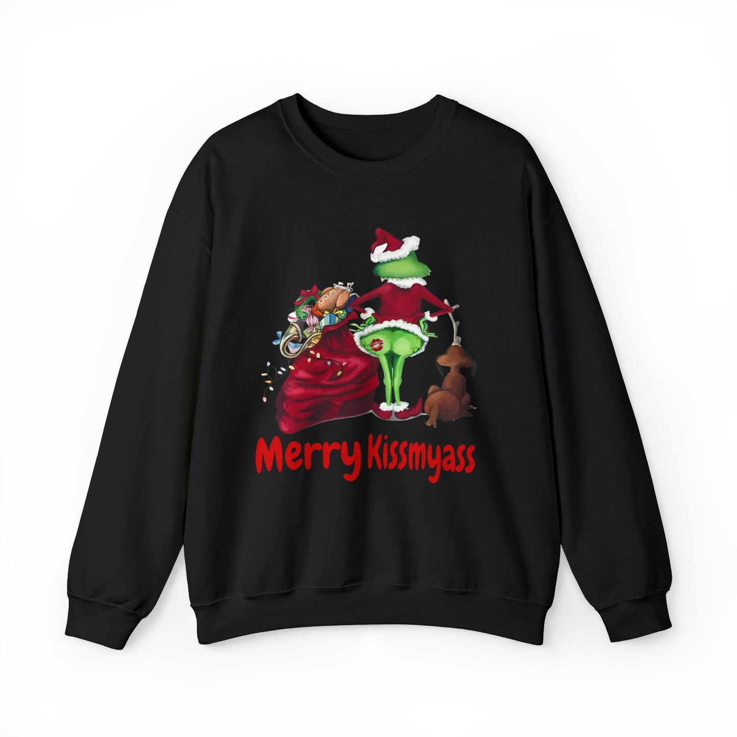 Grinch Merry Kiss My Ass Crewneck SweatshirtChristmas funny Grinch sweatshirt