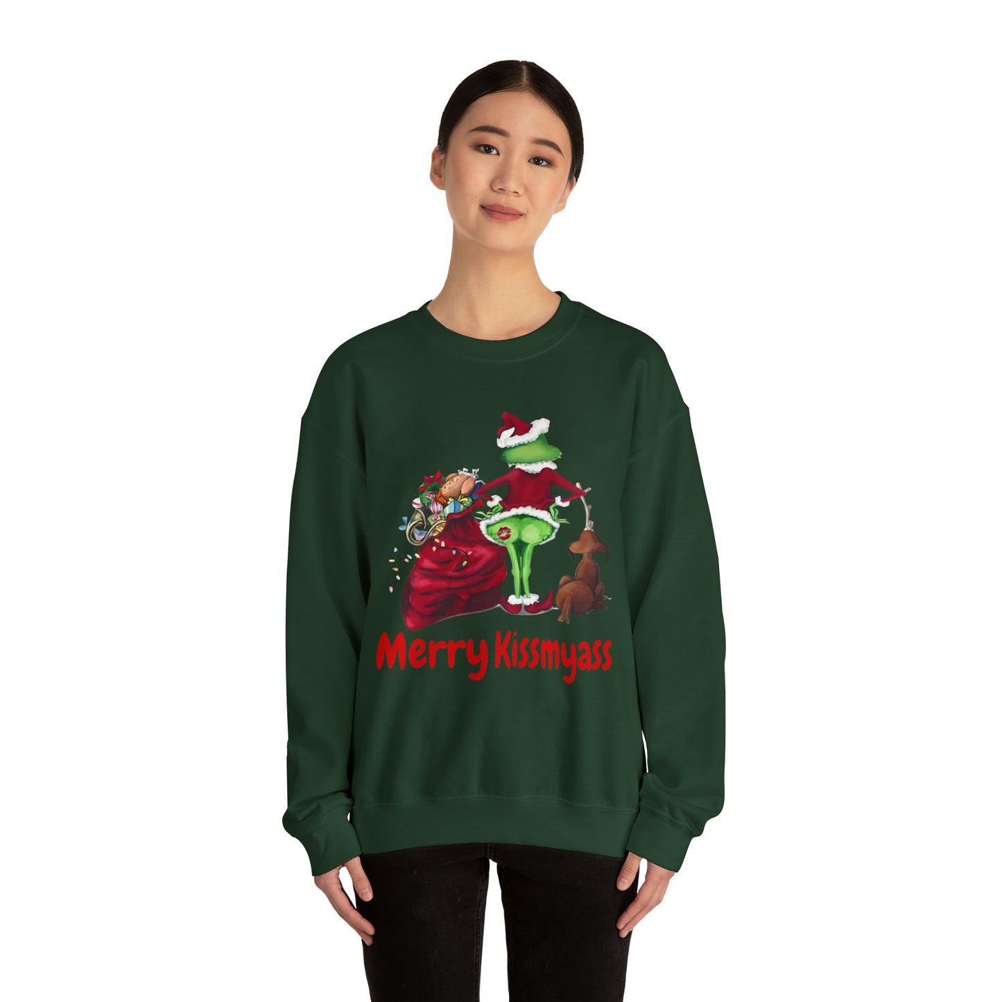 Grinch Merry Kiss My Ass Crewneck SweatshirtChristmas funny Grinch sweatshirt