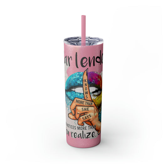 Bartender Skinny Tumbler with Straw, 20oz woman gift