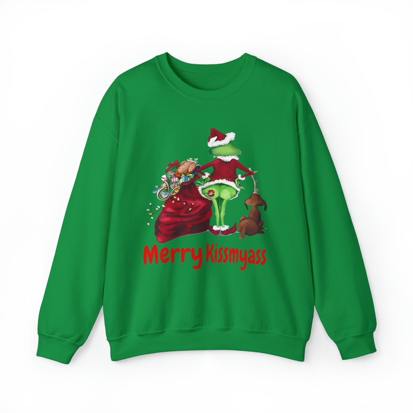 Grinch Merry Kiss My Ass Crewneck SweatshirtChristmas funny Grinch sweatshirt