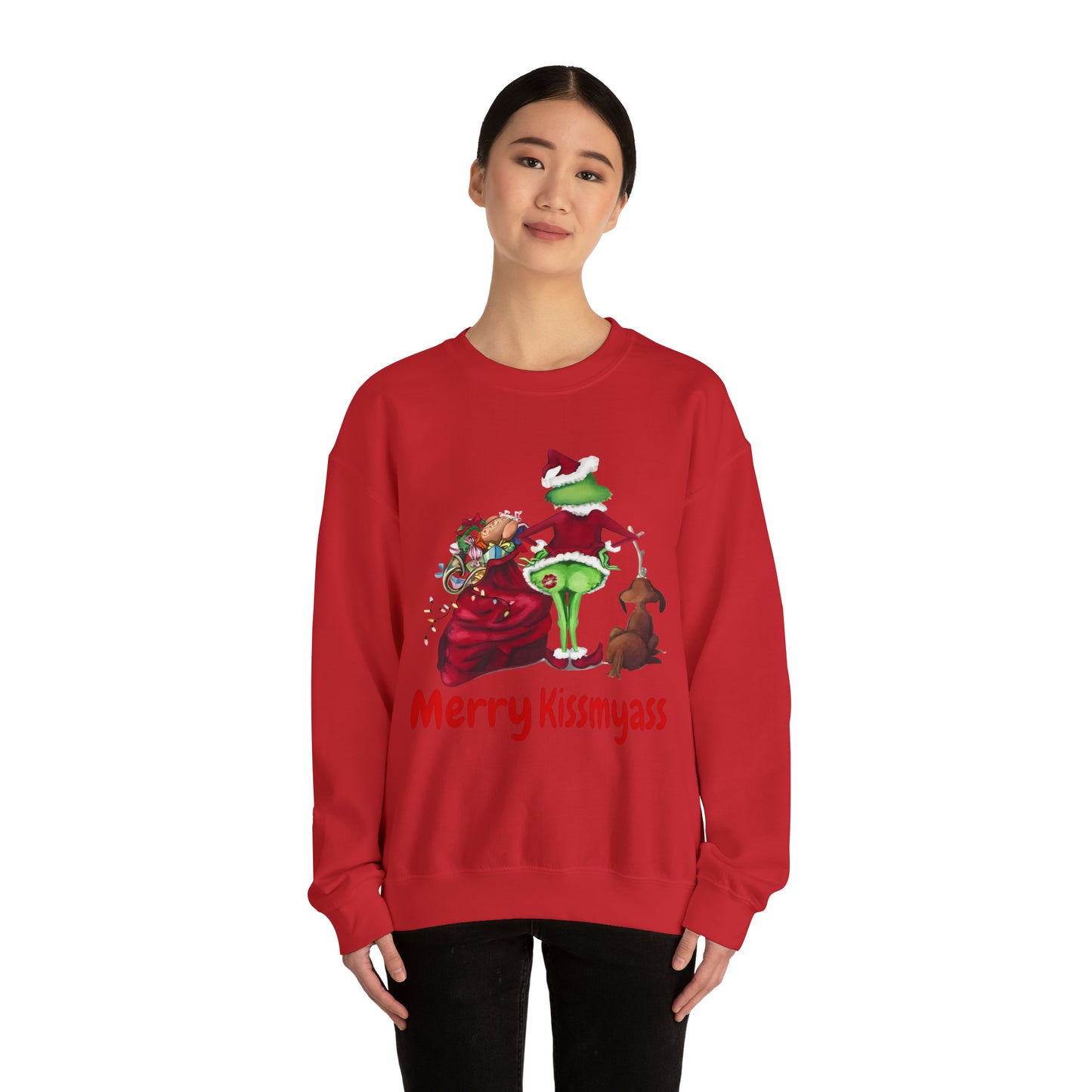 Grinch Merry Kiss My Ass Crewneck SweatshirtChristmas funny Grinch sweatshirt