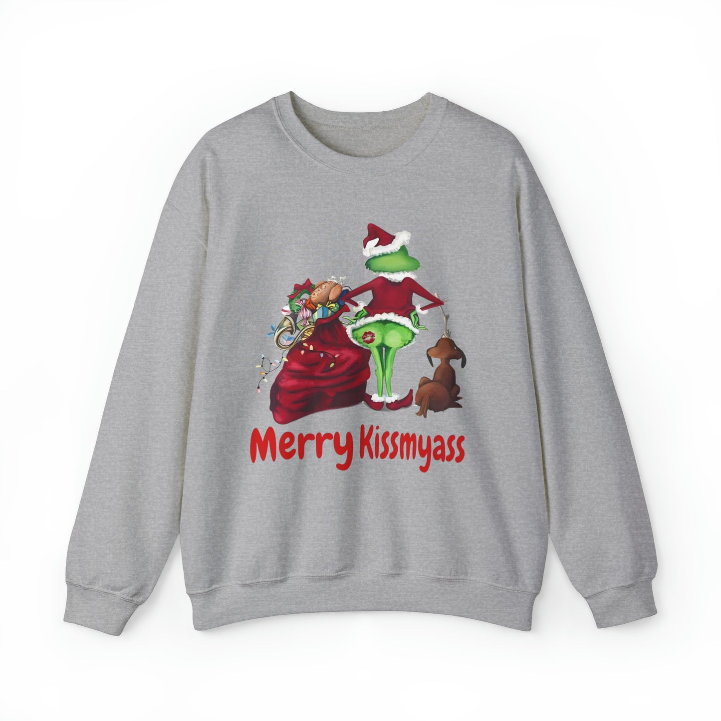 Grinch Merry Kiss My Ass Crewneck SweatshirtChristmas funny Grinch sweatshirt