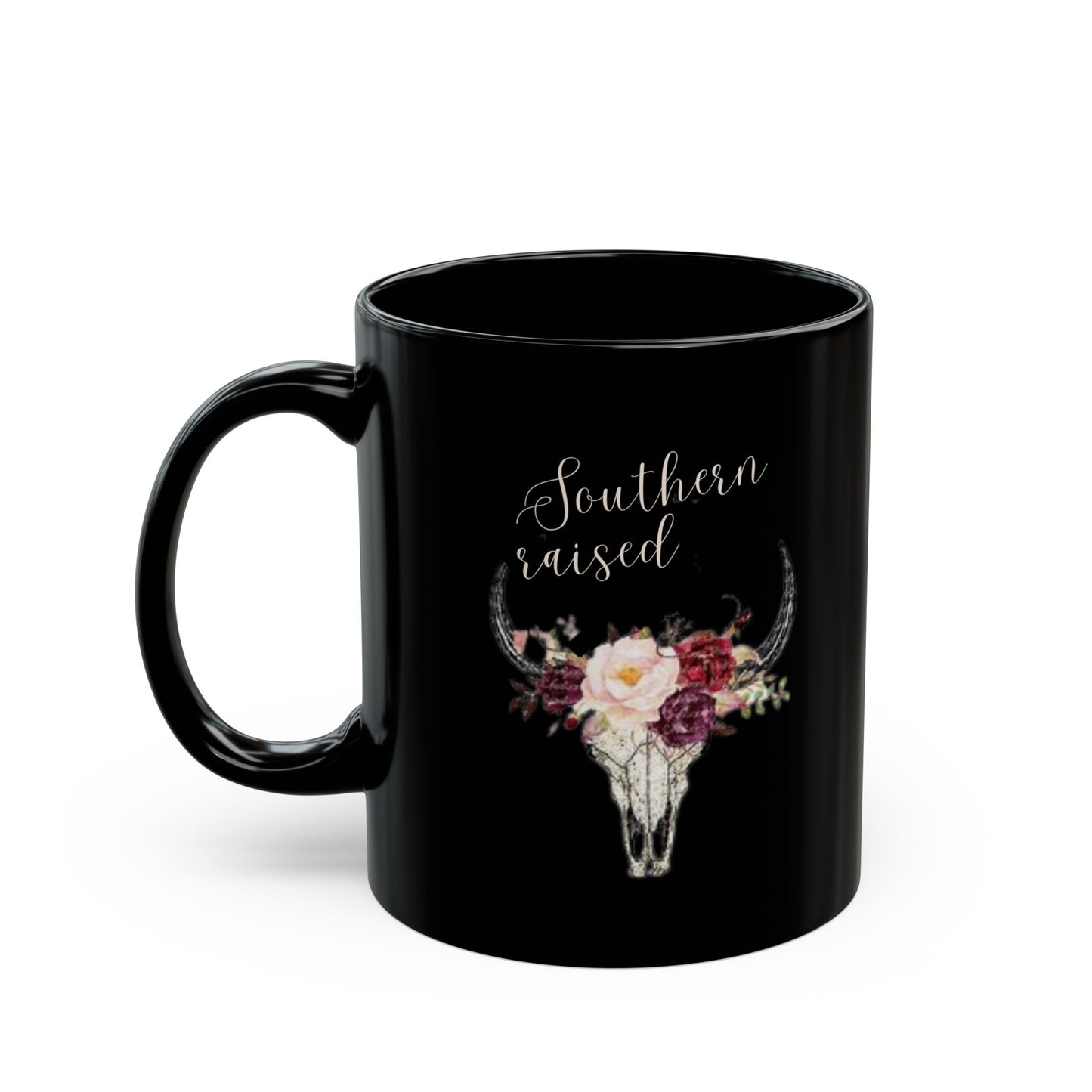 Southern Raised Black Mug (11oz) - Western, Cowboy