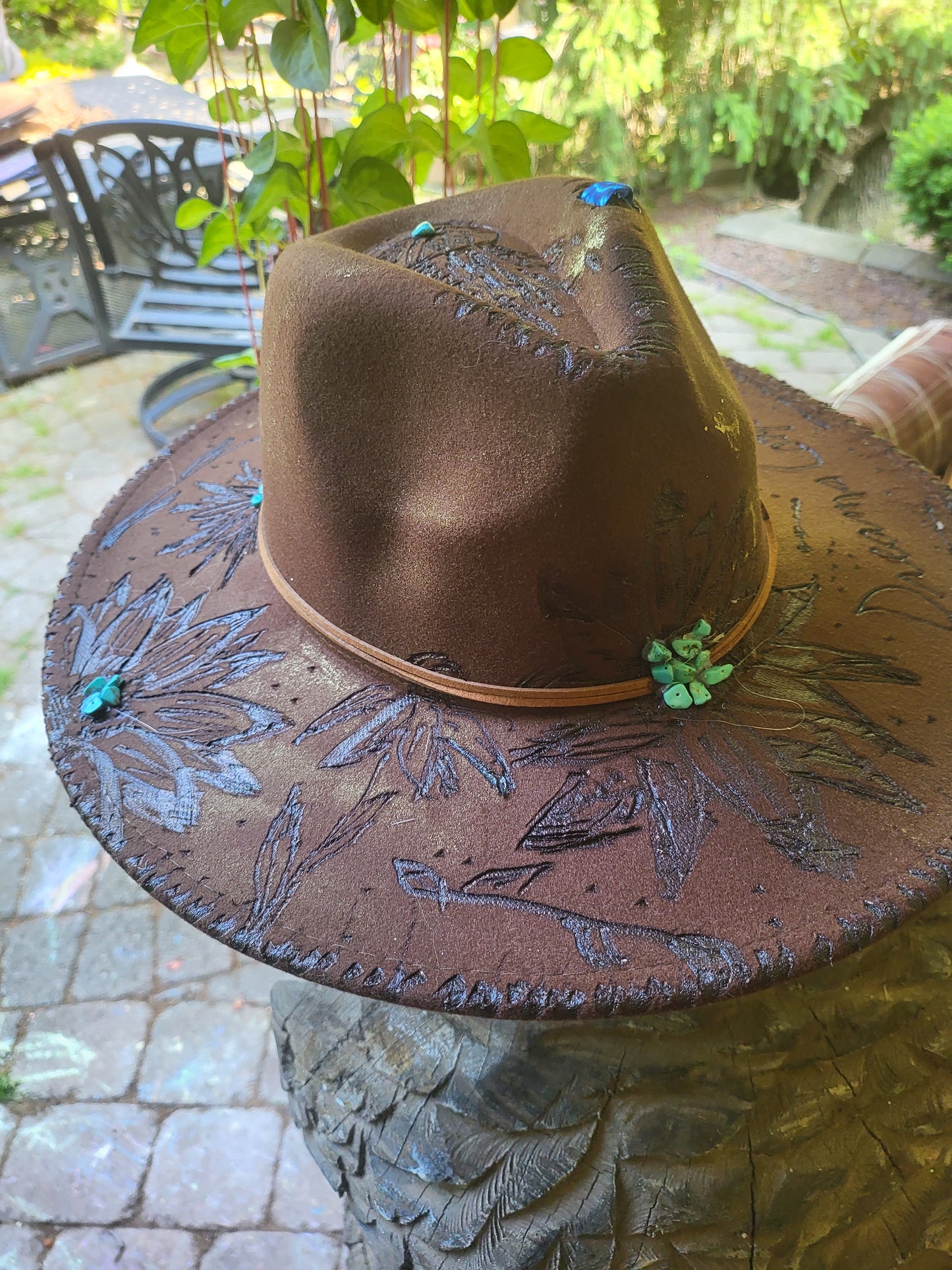 Dream Catcher Cowboy Hat, Handburned Cowgirl hat, Dreams come true Hat