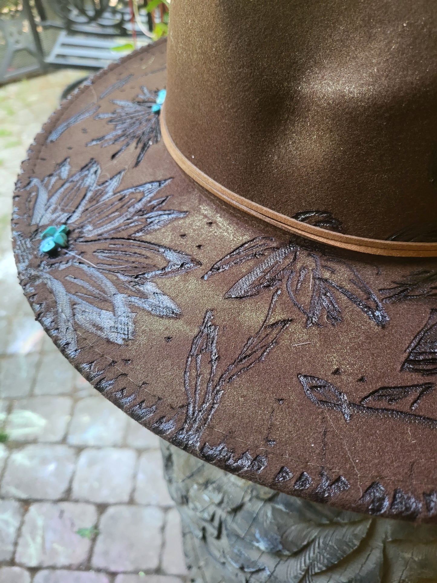 Dream Catcher Cowboy Hat, Handburned Cowgirl hat, Dreams come true Hat