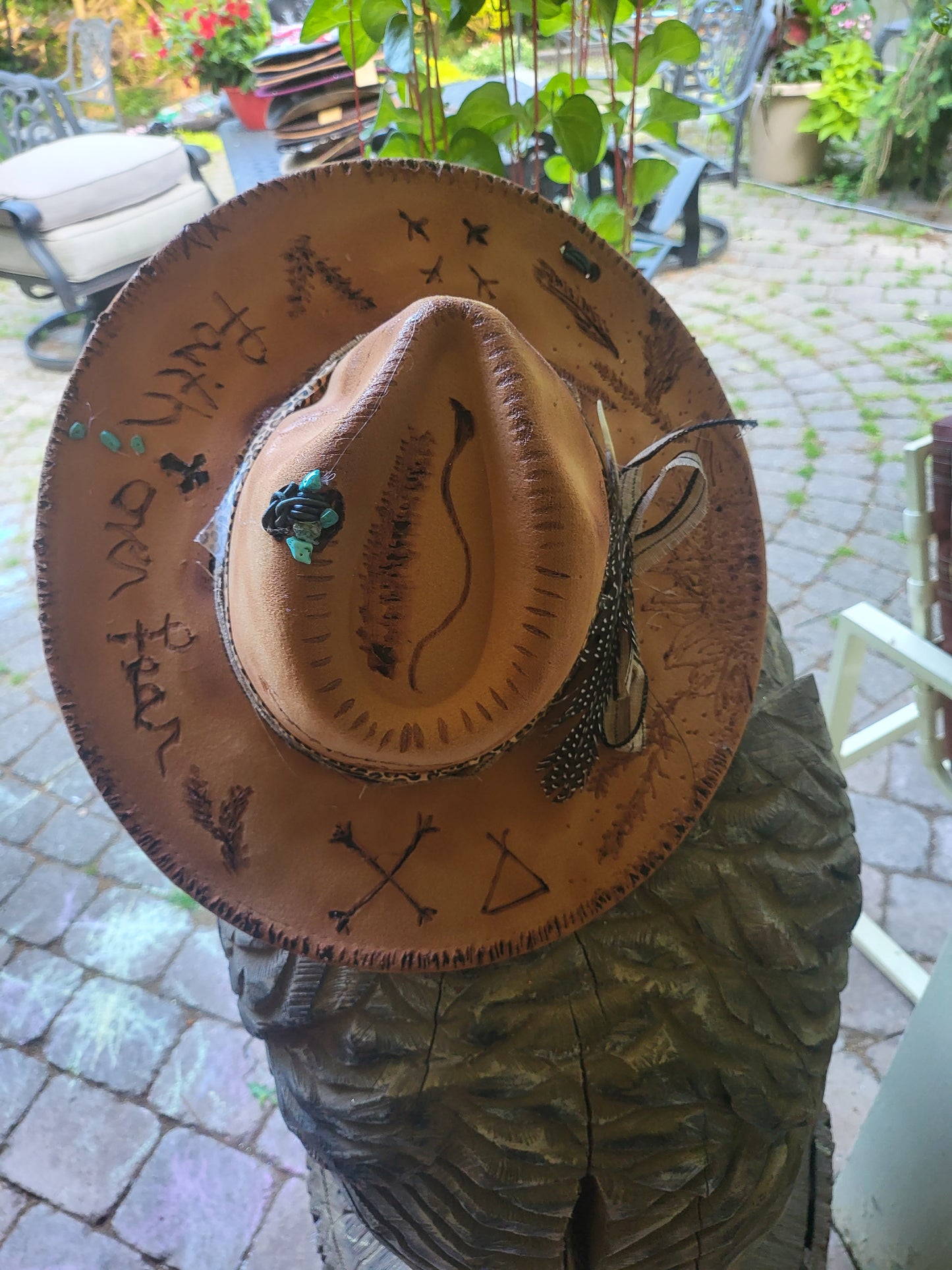 Faith over Fear Hand burned Cowboy Hat with Western Symbols