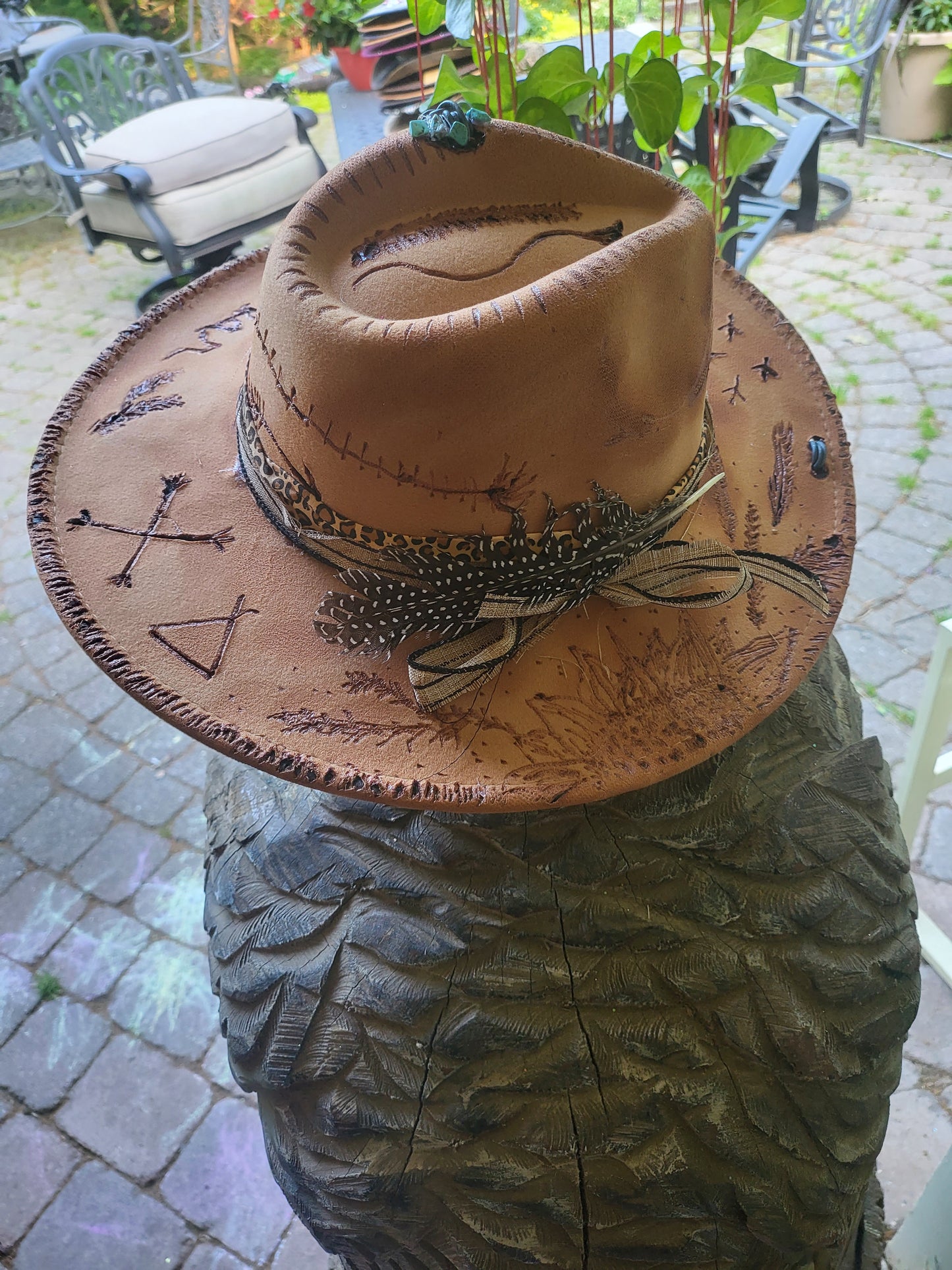 Faith over Fear Hand burned Cowboy Hat with Western Symbols