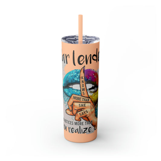 Bartender Skinny Tumbler with Straw, 20oz woman gift