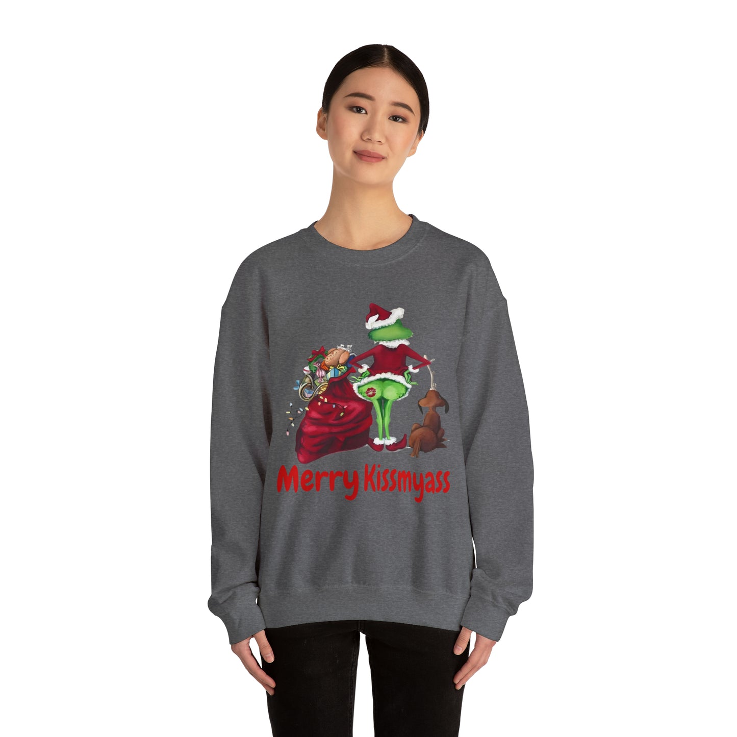 Grinch Merry Kiss My Ass Crewneck SweatshirtChristmas funny Grinch sweatshirt