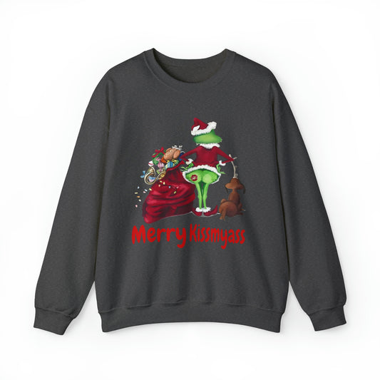 Grinch Merry Kiss My Ass Crewneck SweatshirtChristmas funny Grinch sweatshirt