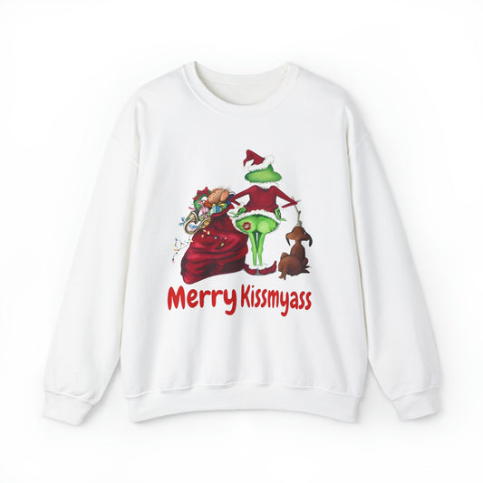 Grinch Merry Kiss My Ass Crewneck SweatshirtChristmas funny Grinch sweatshirt