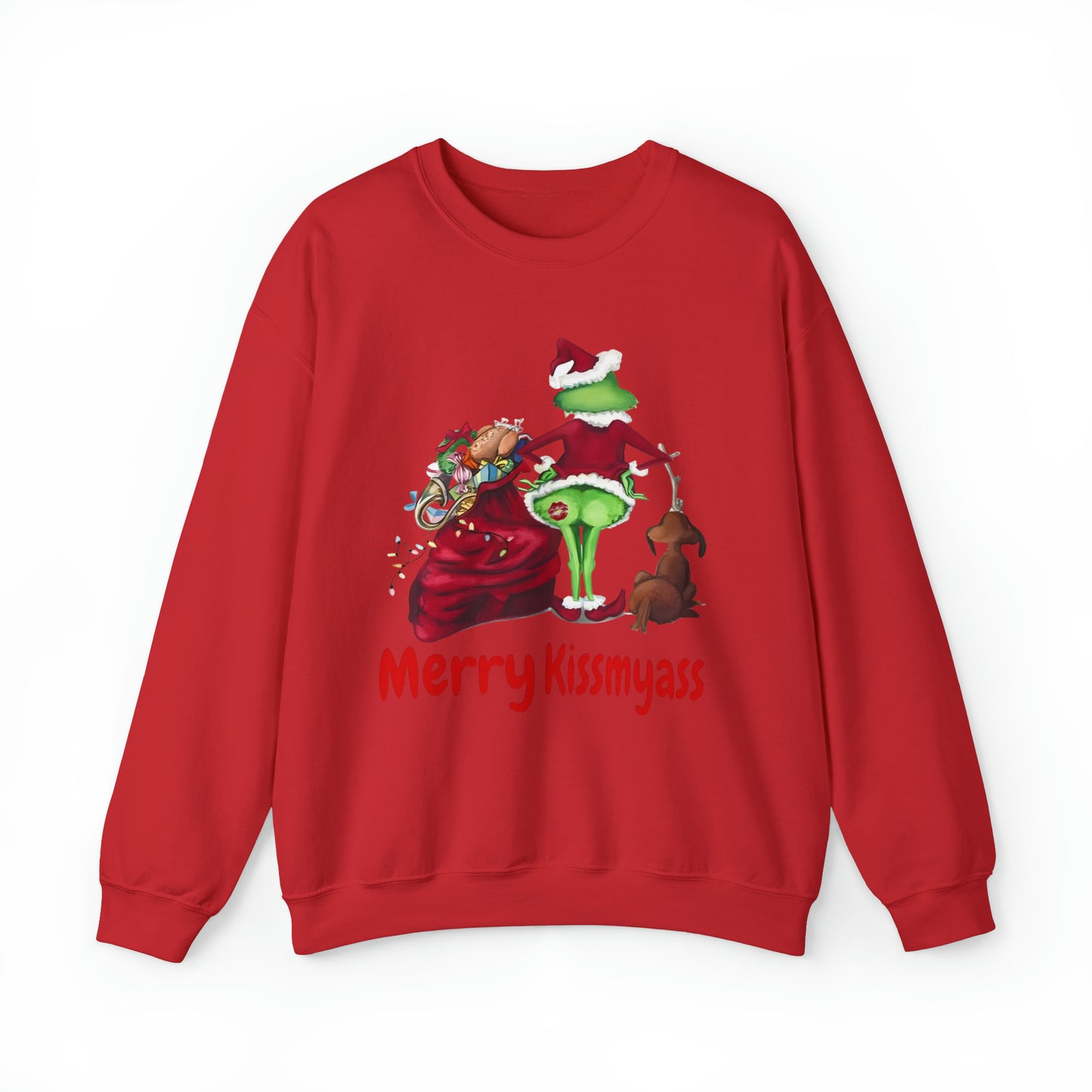 Grinch Merry Kiss My Ass Crewneck SweatshirtChristmas funny Grinch sweatshirt