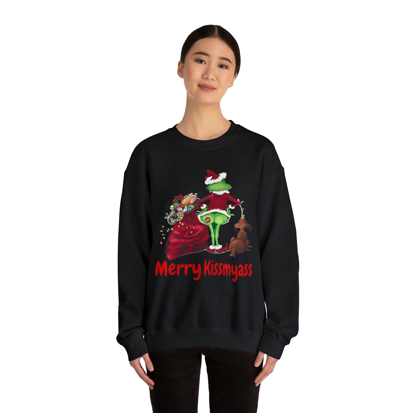 Grinch Merry Kiss My Ass Crewneck SweatshirtChristmas funny Grinch sweatshirt