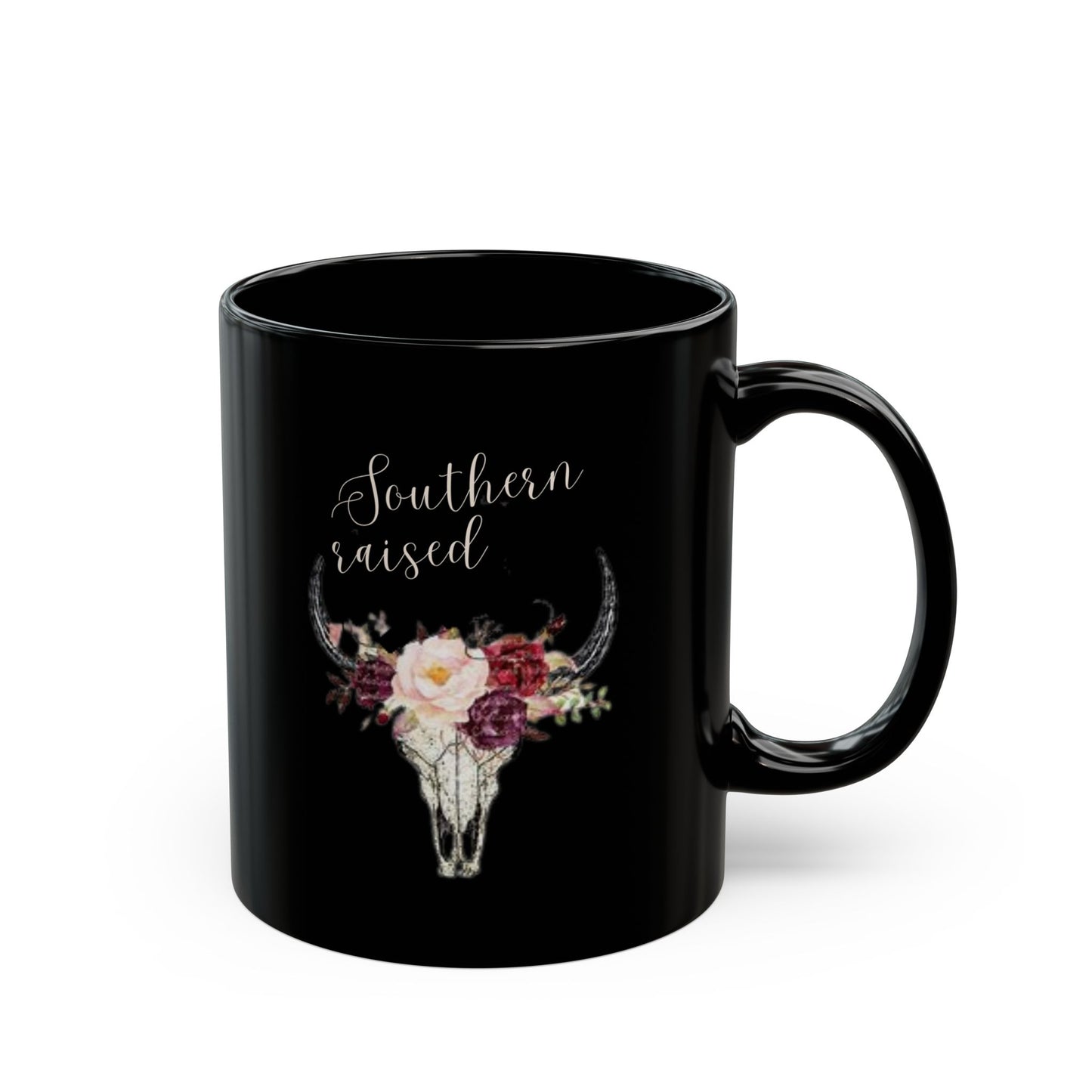 Southern Raised Black Mug (11oz) - Western, Cowboy