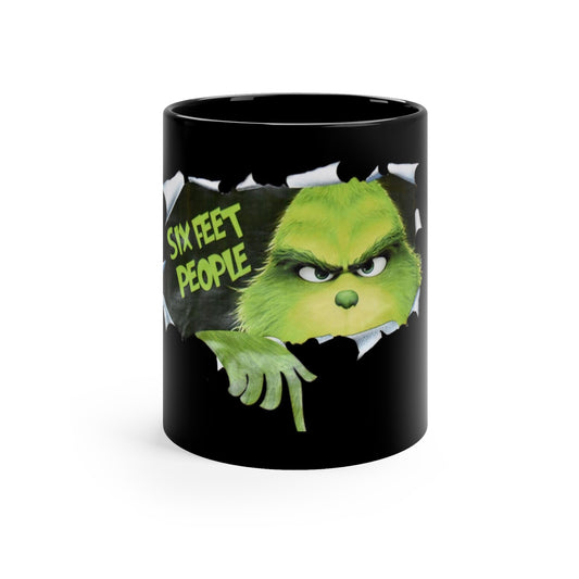 Peeking Grinch 6ft People Christmas Mug , funny christmas mug 11oz Black Mug