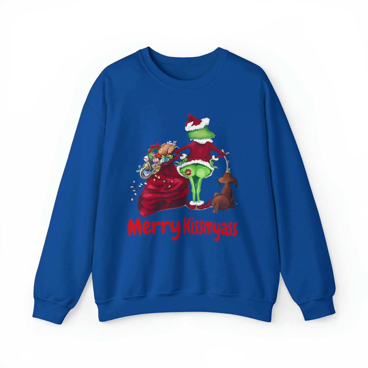 Grinch Merry Kiss My Ass Crewneck SweatshirtChristmas funny Grinch sweatshirt