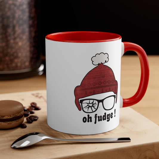 oh fudge Christmas Mug , Christmas gift Red Accent Coffee Mug, 11oz