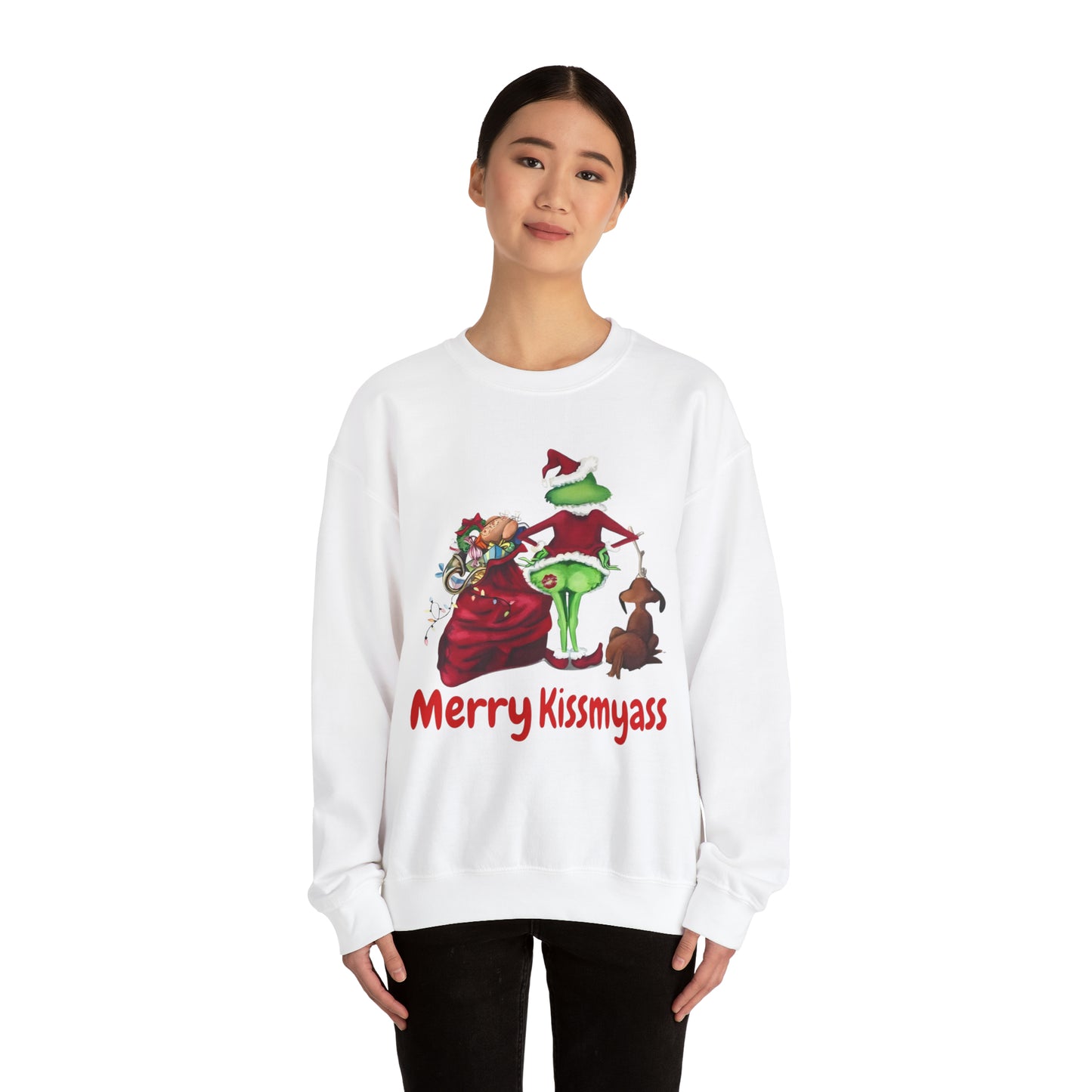 Grinch Merry Kiss My Ass Crewneck SweatshirtChristmas funny Grinch sweatshirt