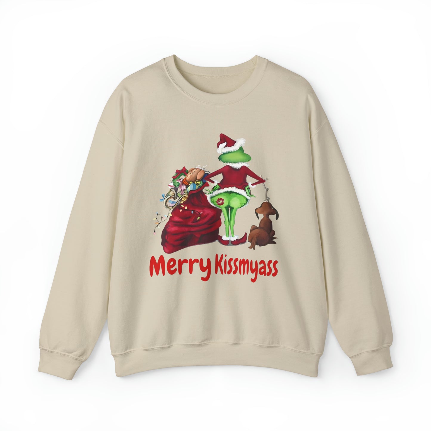 Grinch Merry Kiss My Ass Crewneck SweatshirtChristmas funny Grinch sweatshirt