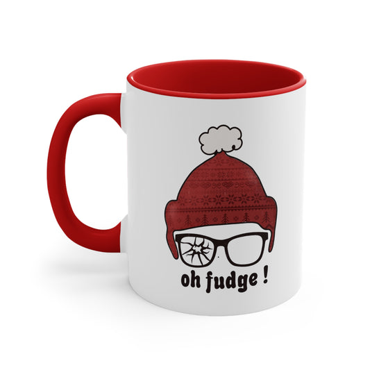 oh fudge Christmas Mug , Christmas gift Red Accent Coffee Mug, 11oz