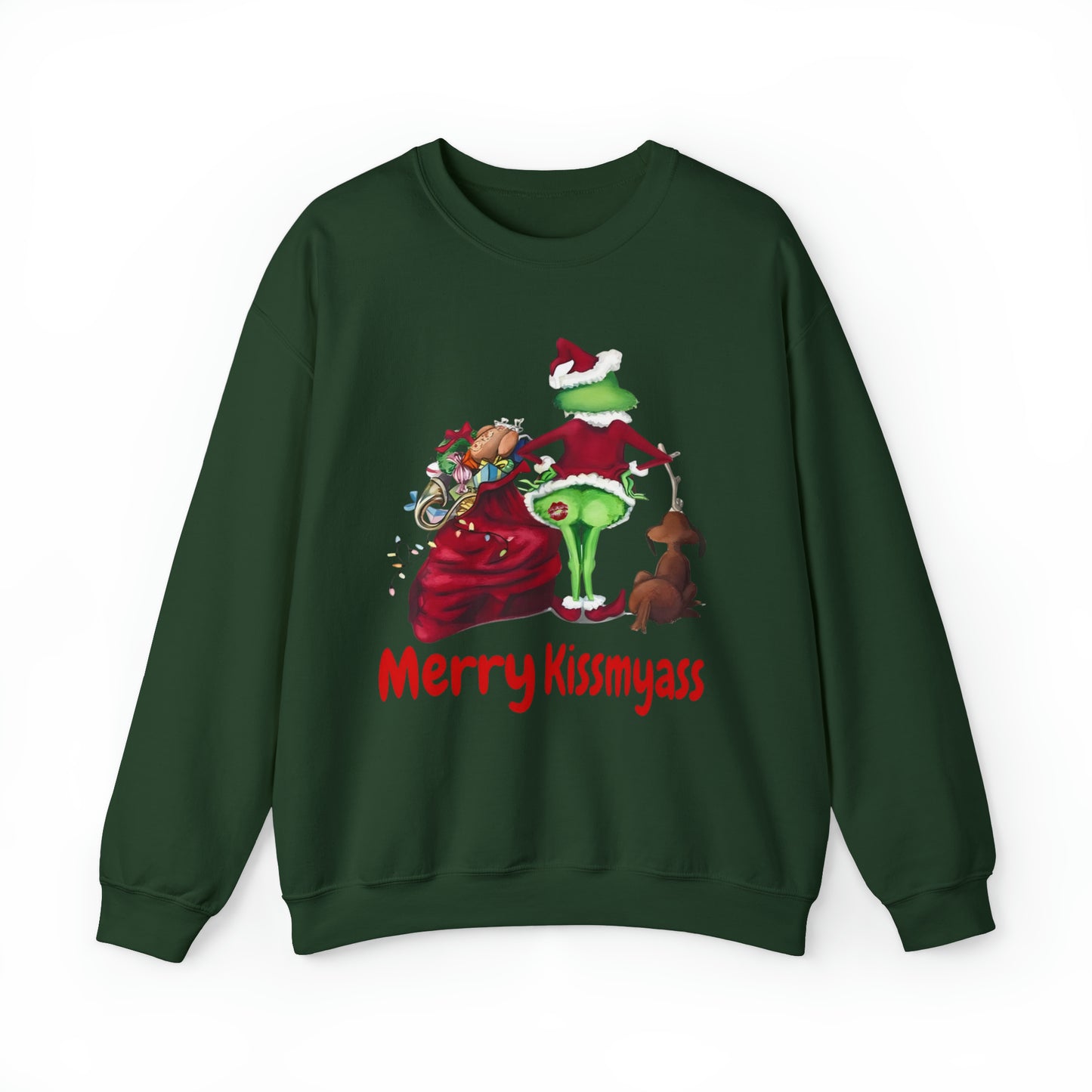 Grinch Merry Kiss My Ass Crewneck SweatshirtChristmas funny Grinch sweatshirt