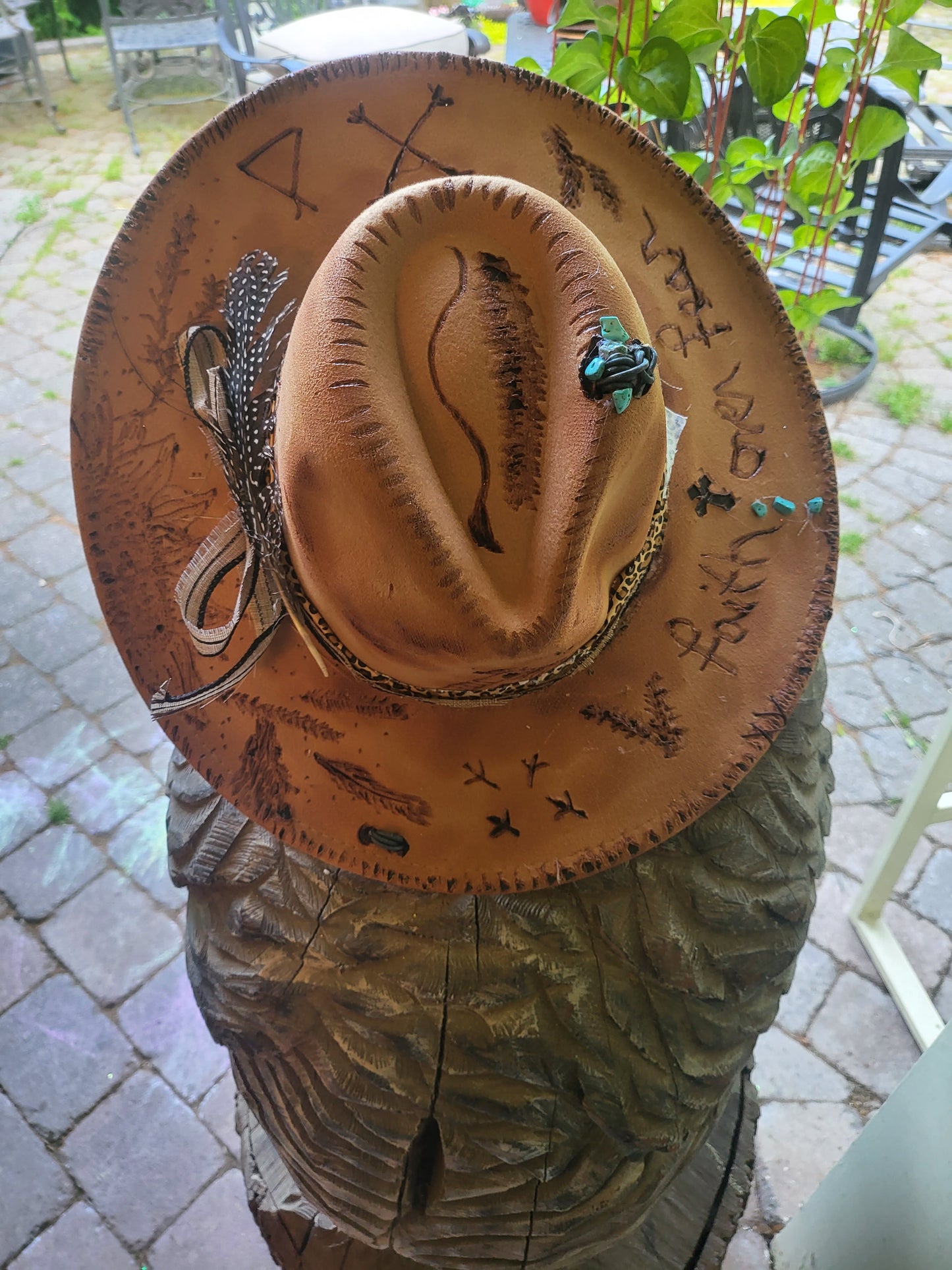 Faith over Fear Hand burned Cowboy Hat with Western Symbols