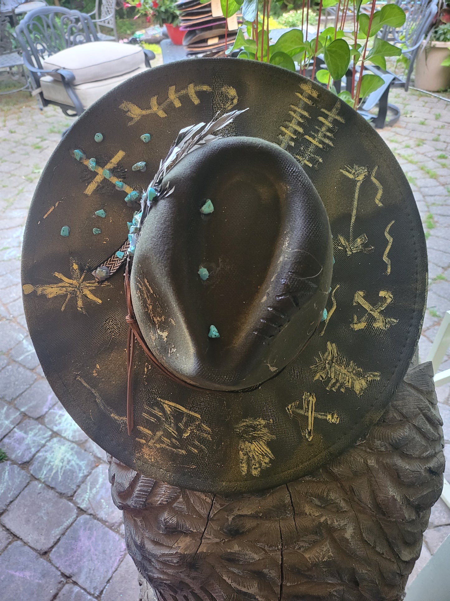 Rustic Custom Beautiful Cowboy Hat, handburned Cowgirl Hat with Western Symbols