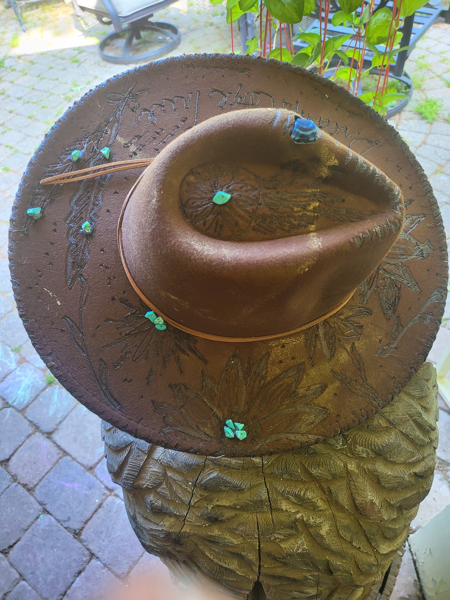 Dream Catcher Cowboy Hat, Handburned Cowgirl hat, Dreams come true Hat