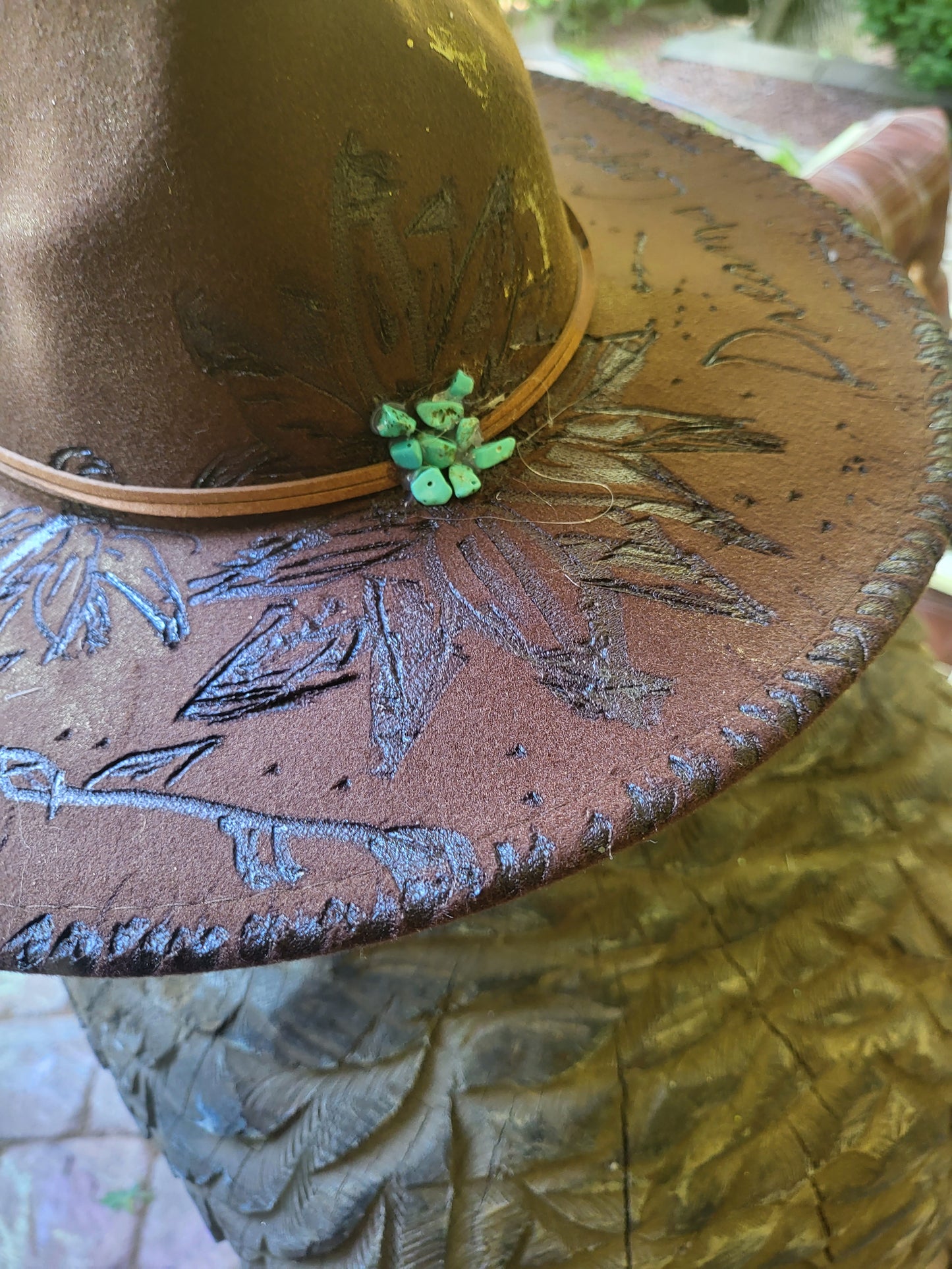 Dream Catcher Cowboy Hat, Handburned Cowgirl hat, Dreams come true Hat