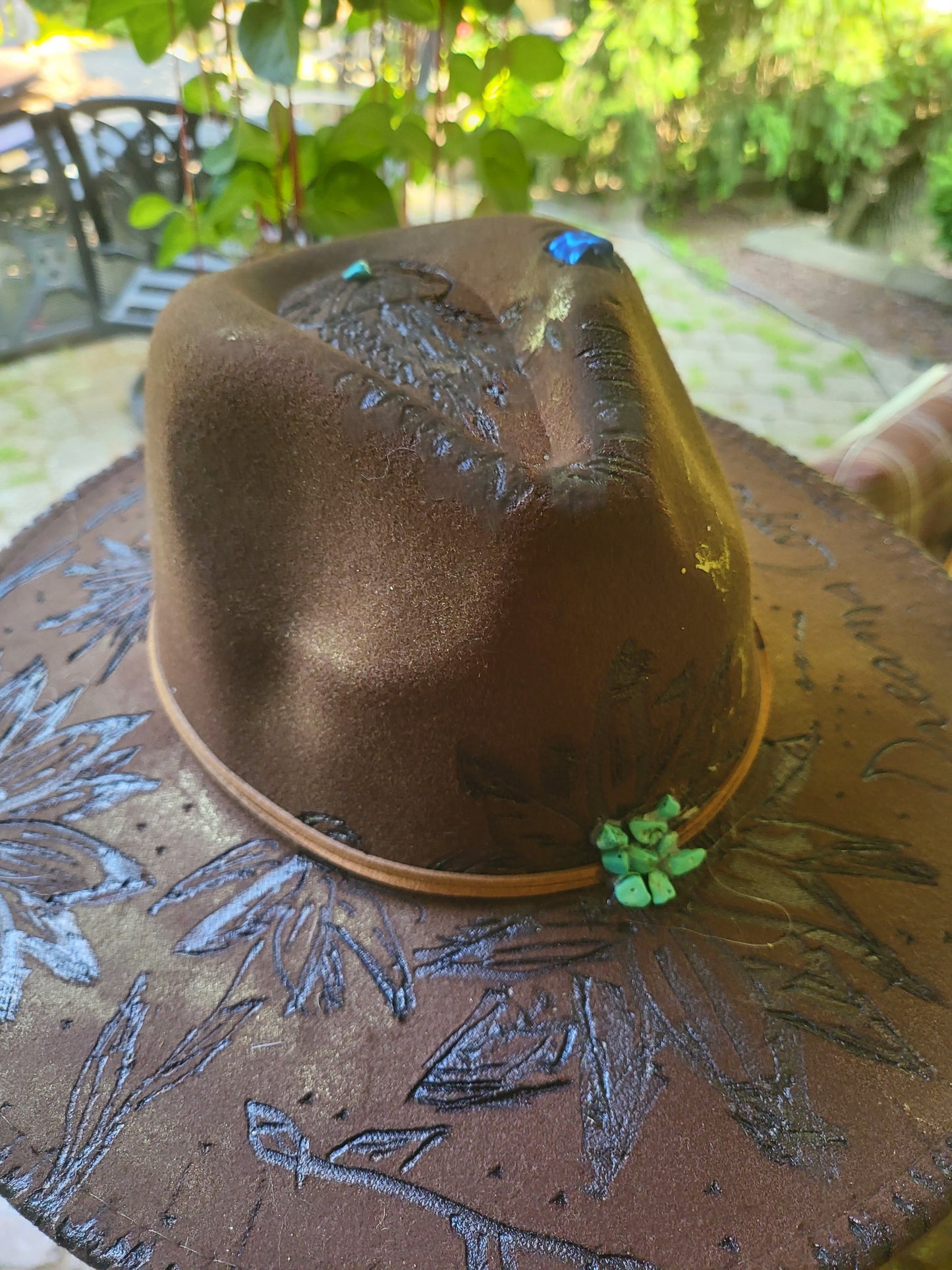 Dream Catcher Cowboy Hat, Handburned Cowgirl hat, Dreams come true Hat