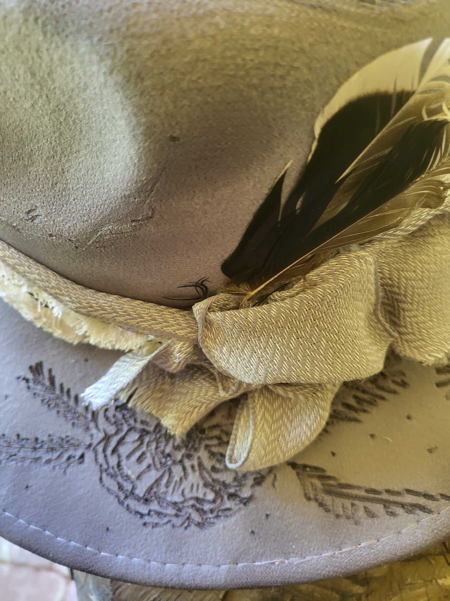 Beautiful hand burned Cowboy Hat with Dogwood and Vines , Cowgirl hat ,Unique Hat