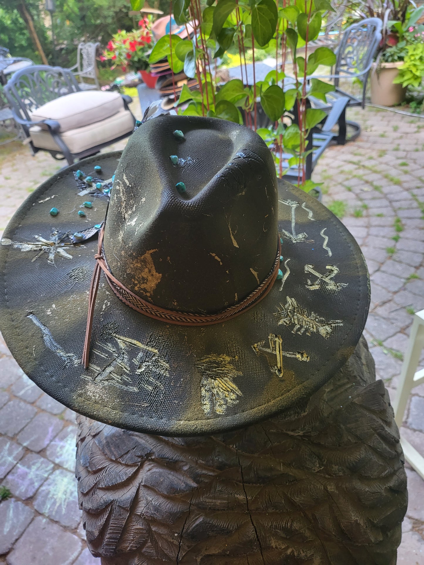 Rustic Custom Beautiful Cowboy Hat, handburned Cowgirl Hat with Western Symbols