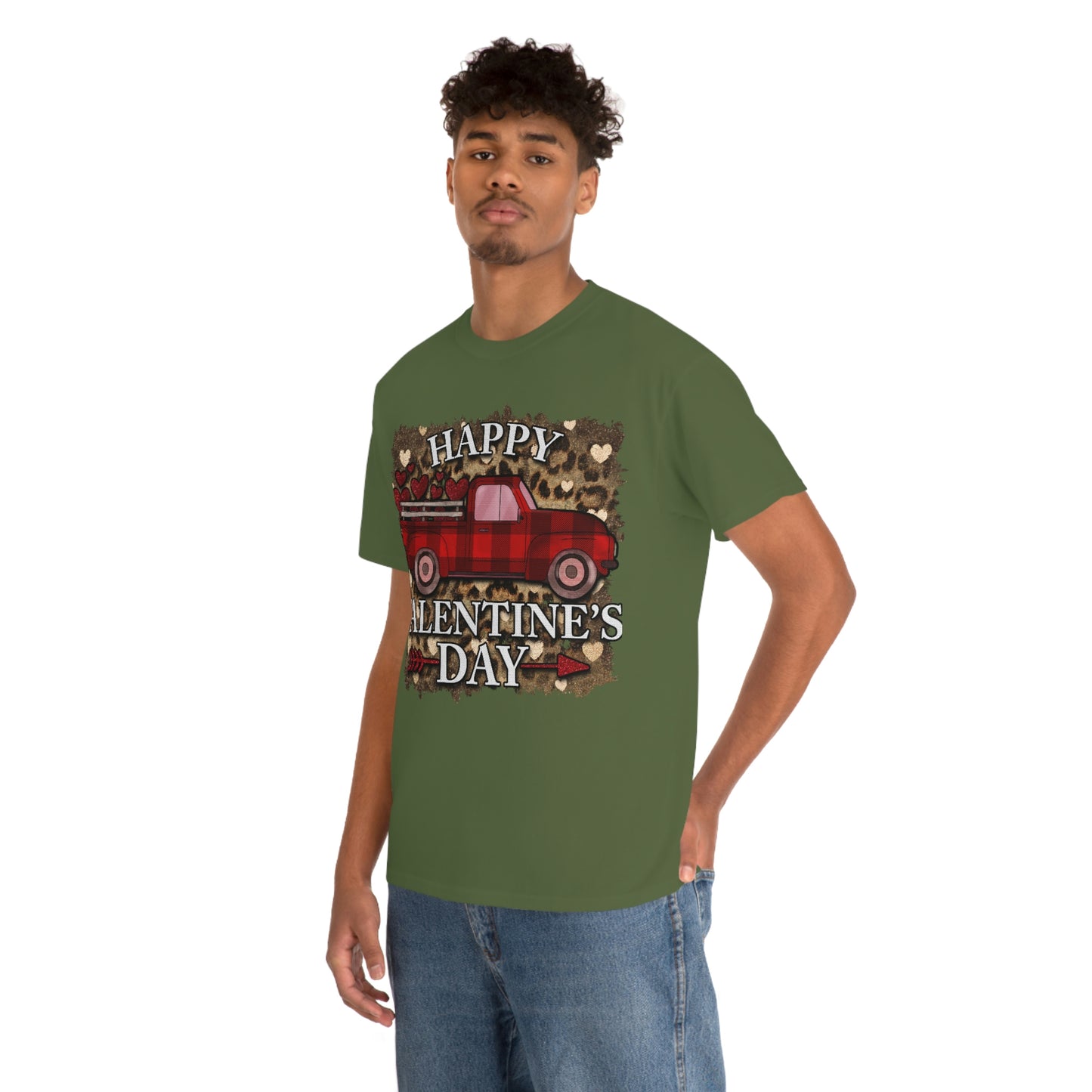 Happy Valentine Country Truck Shirt, Unisex Heavy Cotton Tee