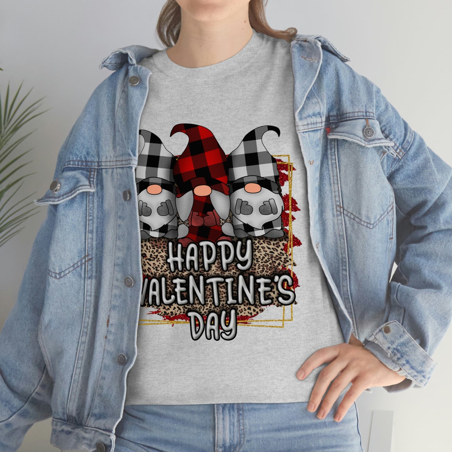 Gnome Buffalo Plaid Valentine Tshirt, Valentine Shirt, Gnome Shirt ,Unisex Heavy Cotton Tee