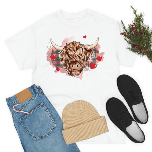 Heifer Valentine Plaid Tshirt Unisex Heavy Cotton Tee